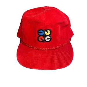 Corduroy Strapback Cap Hat Red USA VTG California Headwear - Picture 1 of 5