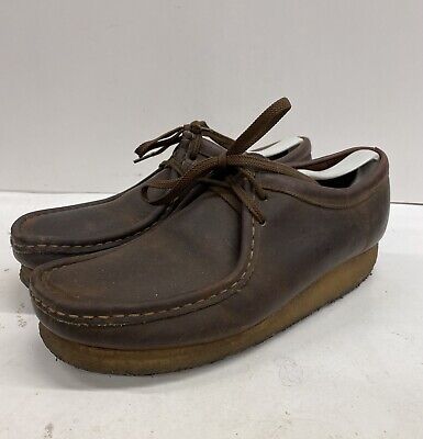 Clarks Wallabees Shoes Mens Size 9.5M Brown BeesWax Leather Casual Outdoor Boots • 24.99€