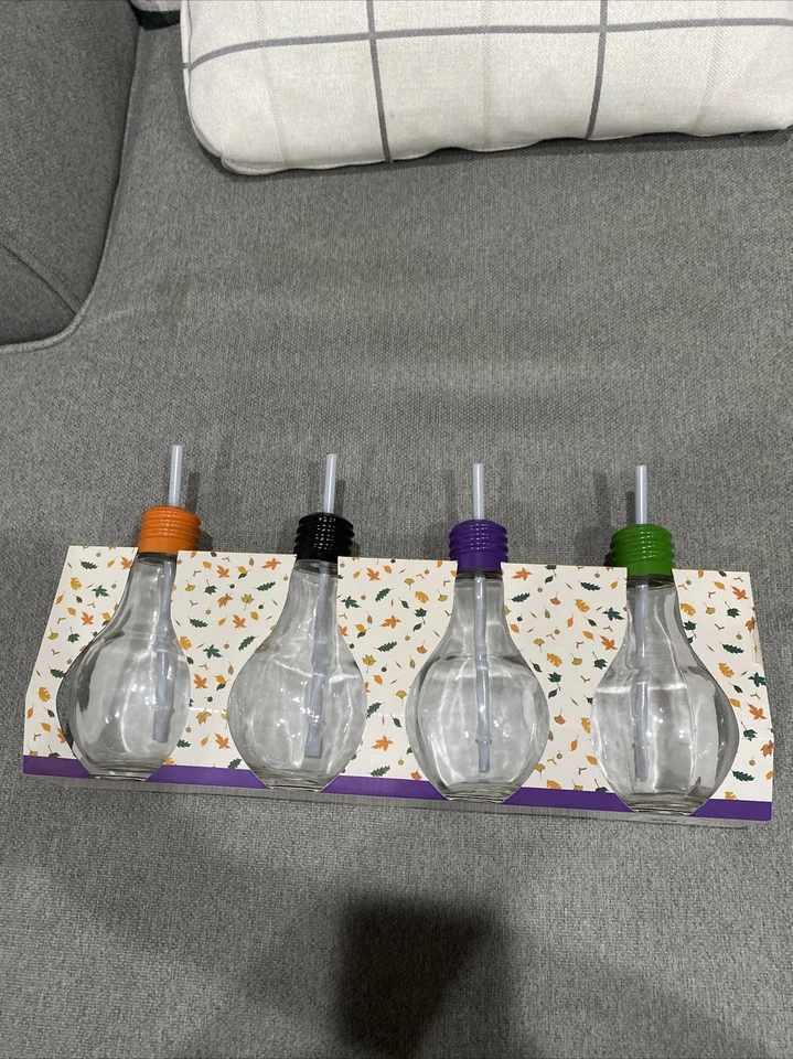 Light bulb glass cups Harvest Paradise Halloween Straw 4pk - Image 1 of 1