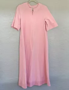 Vintage Vanity Fair Fleece Mumu Hausmantel kleines Nachthemd rosa lang Morgenmantel 1/2 Zip - Bild 1 von 4