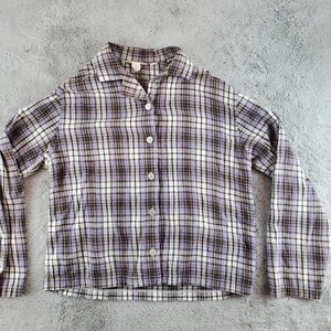 J Crew Womans Shirt Sz M Chambray Purple Plaid Button Front Long Sleeve - Picture 1 of 7