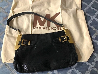 Michael Kors PYTHON Black Bag With Gold Detail Beautiful Rare - Image 1 of 4