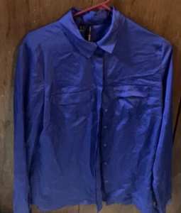 MNG by MANGO Long-sleeved Royal Blue Blouse. Button up. Sz 10 (M). - Picture 1 of 5