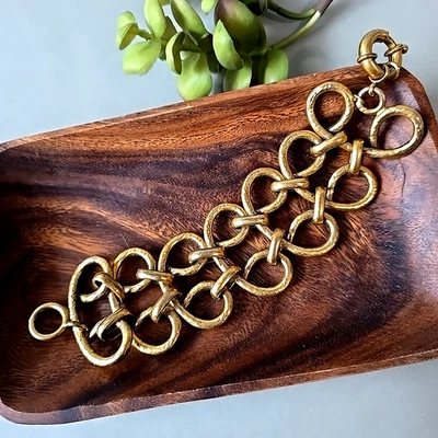 Moda sem marca J.Crew tom dourado pulseira corrente elos robustos pulso 7" - Imagem 1 de 4