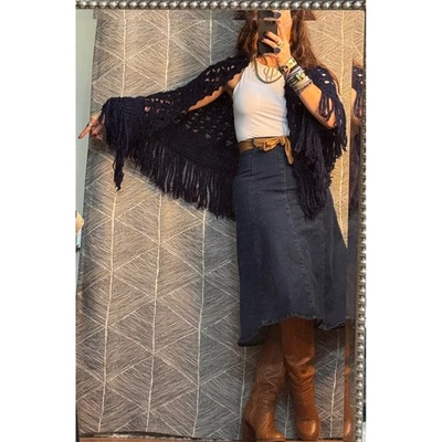Boho Crochet Fringe Shawl - Image 1 of 4