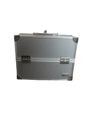 Creative Options Storage Case/Organizer w/ 4 Fold-Out Trays, 11.25" Silver Metal - Image 1 of 4