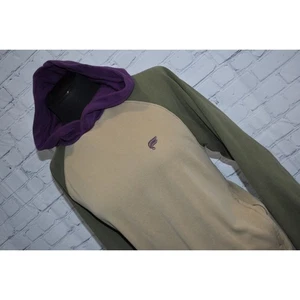 Fabletics Hoodie Pullover Womens Size Large Tan Blue Front Pocket Cotton Blend - Picture 1 of 6