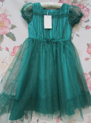 MONSOON BNWT Green Sparkle Tulle Prom Party Occasion Dress 7-8 £50 - Image 1 of 4