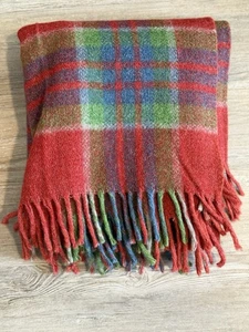 Wolle Plaid Überwurf Decke Fransen Quastenborte rot blau grün - Bild 1 von 16