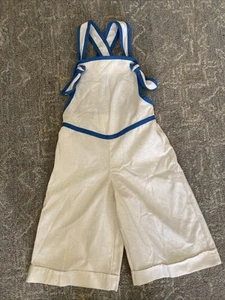 Vintage 70’s 80's Russ Girl 1 Piece Shortalls Jumper Romper Off White Blue  Sz 8 - Picture 1 of 6