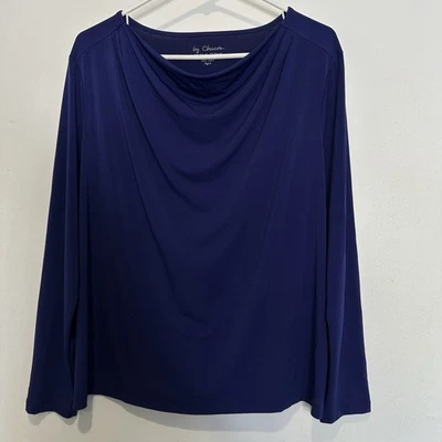 Blusa túnica elástica manga larga cuello capucha azul grande Chicos para mujer talla 2 Foto 1 de 4