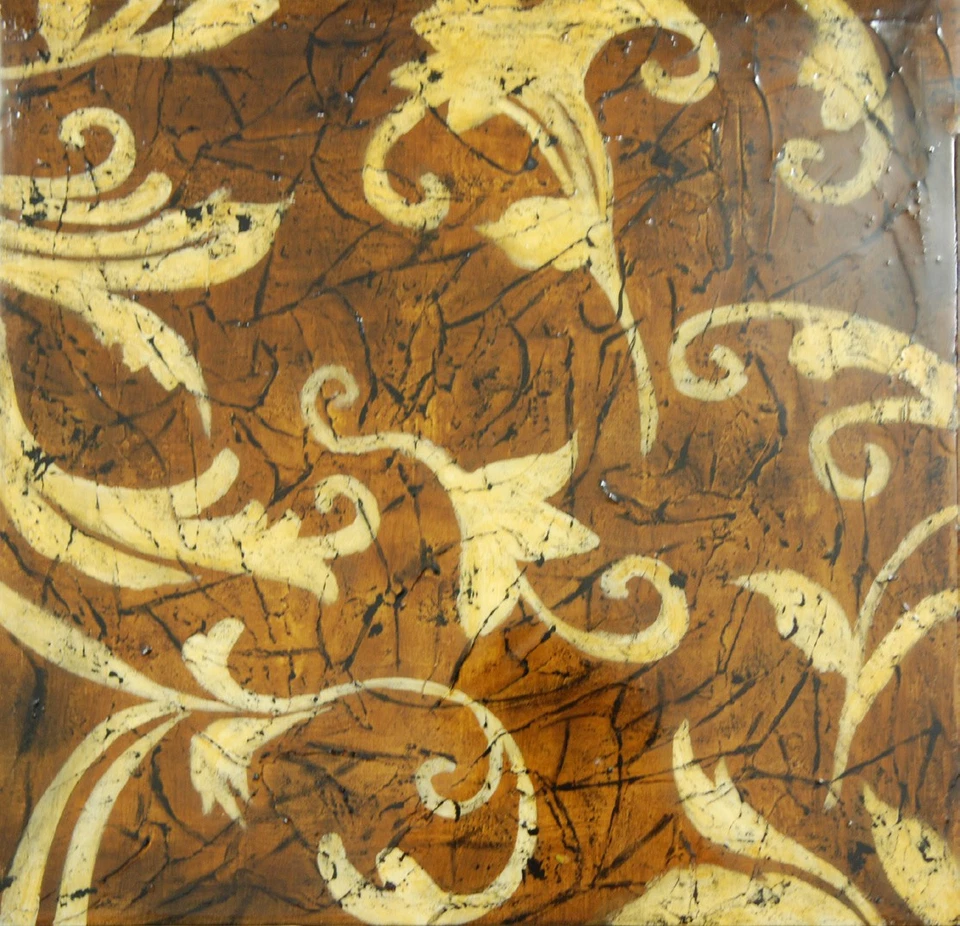 24x24 Carpet Brown Canvas Scrolls Leaves Wall Art RWL-3061 - Aprx 24" x 24" - Image 1 of 1