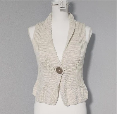 Chaleco vintage Y2K The Limited de lino mezcla de algodón tejido marfil para mujer talla pequeña Foto 1 de 4