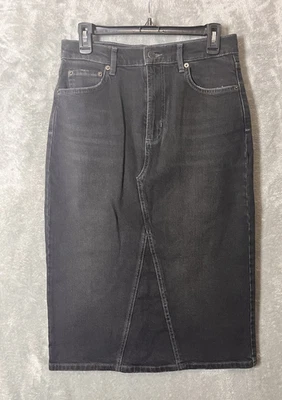 Falda Rails Highland Denim Midi Talla 28 Negra Algodón Jean Hendidura Usada en Excelente Condición Foto 1 de 4