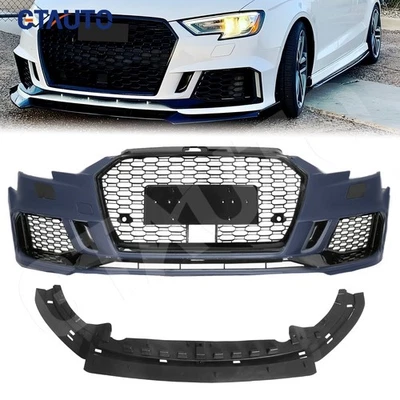 Front Bumper Cover w/Grille ACC Facelift Set To RS3 Style For 2017-2020 Audi A3 - Image 1 of 4