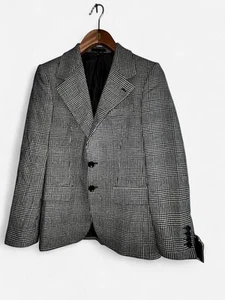 ZARA WOMAN WOOL BLEND PLAID STRAIGHT CUT BLAZER Taupe Grey, size Small - Picture 1 of 5