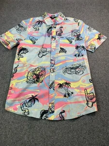 Camisa Volcom Para Hombre Grande Azul Aloha Manga Corta Abotonada Tropical - Imagen 1 de 14