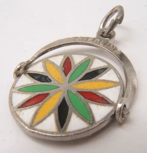 VINTAGE STERLINGSILBER SPINNER CHARM EMAILLIERTER STERN - Bild 1 von 3