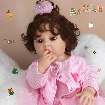 55cm Reborn Baby Puppen Vinyl Silikon Realistische Handarbeit Newborn Puppe DE