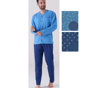 Pigiama uomo aperto a manica lunga in jersey di cotone Karelpiu' KC6193 - Picture 1 of 1