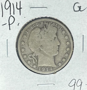 MEDIO DÓLAR DE PLATA BARBERO 1914-P ~ BUENO ~BONITA MONEDA~ - Imagen 1 de 2