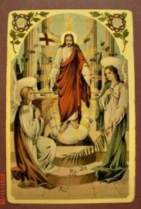 Jesus at 4 Pillar Temple with 2 Angels and Palm Branches - Easter Postcard   - Bild 1 von 6