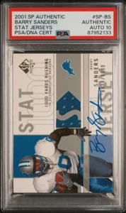 2001 SP Authentic Stat Jerseys #SP-BS Barry Sanders Signed PSA Authentic AUTO 10 - Picture 1 of 2
