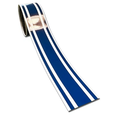 Calcomanía de vinilo azul brillante de 2" rayas para carreras remolque ventanas de barco rayas Foto 1 de 2