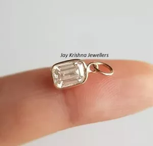 Smaragd Schnitt Diamant Gold Anhänger 14k Solid Anhänger,Handgemacht Schmuck - Bild 1 von 6