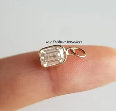 Smaragd Schnitt Diamant Gold Anhänger 14k Solid Anhänger,Handgemacht Schmuck - Bild 1 von 4