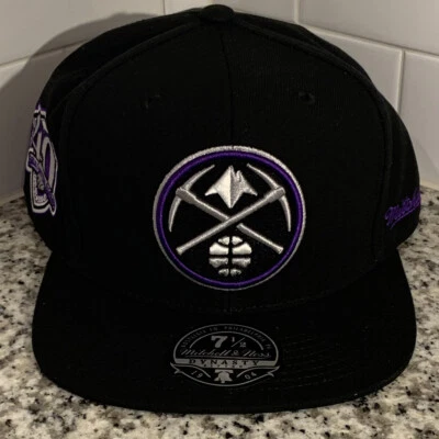 Denver Nuggets Mitchell & Ness NBA Black & Purple Fitted Cap Hat Size 7 1/2 - Image 1 of 4