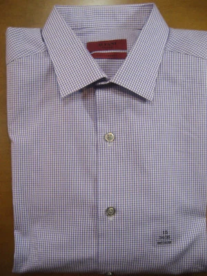 NEW $52 Alfani Purple Mini-Gingham Check Cotton Shirt Size 15 34/35 - Image 1 of 4