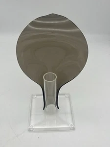 Jarrón vintage de mediados de siglo 70 acrílico flor gris ahumado y hoja de pétalo transparente 8" - Imagen 1 de 7