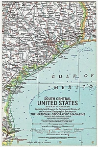 1961-2 National Geographic Map SOUTH CENTRAL UNITED STATES USA TX NM AR OK (533) - Picture 1 of 3