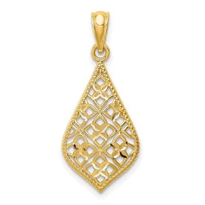 14k Yellow Gold Diamond-cut Dangle Charm Pendant - Picture 1 of 7