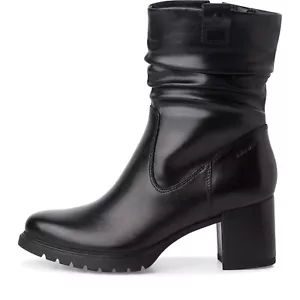 Botines De Mujer De Cuero Negro Con Tacón Medio De 6 CM Y Plataforma TAMARIS - Imagen 1 de 5