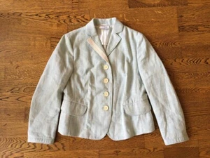 Women's Akris Punto Pretty Cotton Linen Blue White Designer Blazer - Size US 6 - Picture 1 of 9