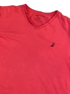 Nautica V-Neck T-Shirt Mens Size XL Short Sleeve Pink - Picture 1 of 4