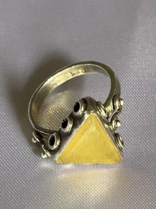 Vintage Sterling Silver .925 Triangle Agate Ring Size 6.5 J1 - Picture 1 of 3