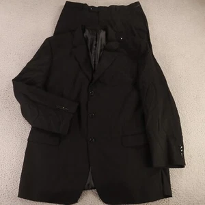 VINTAGE Self Stripe Suit Black XL XLT 100% Wool Jones New York 48L 35x30 - Picture 1 of 20