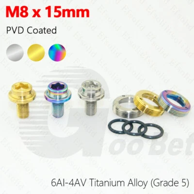 Titanium Bicycle Sealed Crank Arm Bolts for Square Taper Bottom Bracket M8 15mm - Image 1 of 4