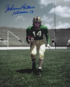 Autographed Johnny Lattner Heisman 53 Notre Dame 8x10 photo - w/COA - Picture 1 of 1