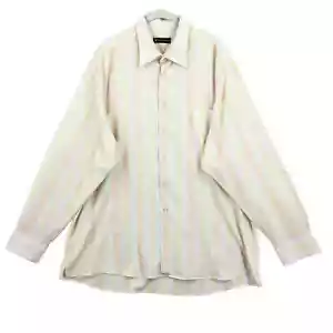 Bachrach Dress Shirt Mens XXL Yellow White Embroidered Striped Button Down - Picture 1 of 5