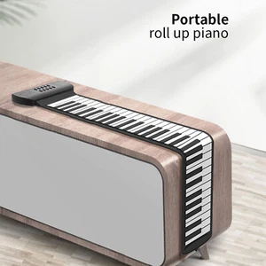 KONIX 61 Keys Electronic Roll Up Piano Hand Roll Keyboards Flexible Silicone - Picture 1 of 11