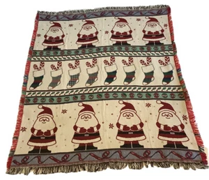 Santas de Navidad, medias, adornos y bastones de caramelo manta tejida 60 X 50 - Imagen 1 de 4