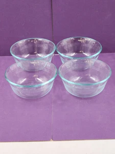 4 CORNING PYREX Scalloped Edge 3-Ring #464 Ramekin Custard Cups 10oz. - Picture 1 of 6