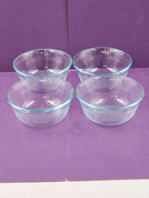 4 CORNING PYREX Scalloped Edge 3-Ring #464 Ramekin Custard Cups 10oz. - Image 1 of 4