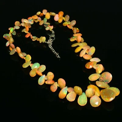 Natural Opal Briolette Faceted Opal Necklace Welo Fire Opal Jewelry Gift Her 44 - Image 1 of 2