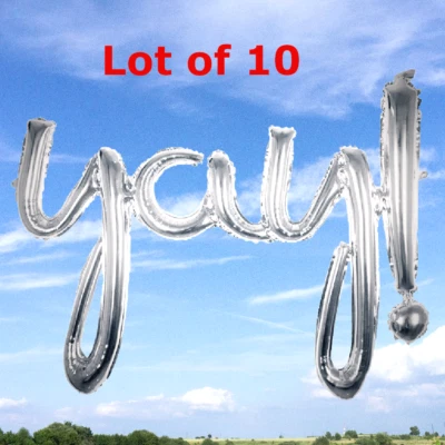 Lot of 10 YAY! SILVER FOIL BALLOON AIR-FILLED BIRTHDAY GRAD ANNIVERSARY WEDDING - Image 1 of 4
