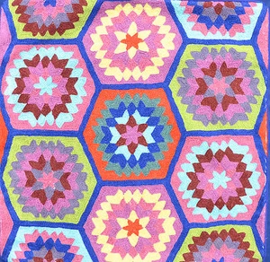 Hand-Embroidered Woollen Cushion Cover - 50 x 50 cm Retro Crochet - Picture 1 of 9